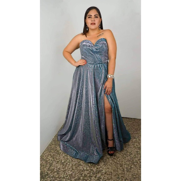 Cinderella Divine Dresses & Skirts - SALE HURRY! Prom Strapless Blue Teal Metallic Gown